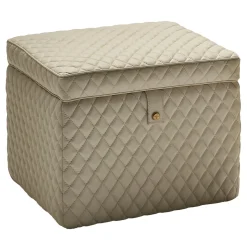 Pouf contenitore in pelle beige Harlem