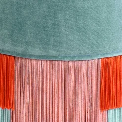Pouf Couture azzurro con frange geometriche