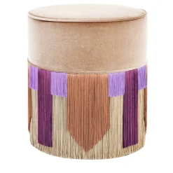 Pouf cravatta geometrico Couture beige e viola