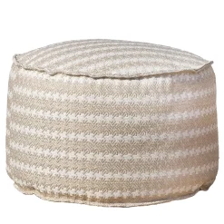 Pouf da esterno Soft Cay in tessuto beige e bianco