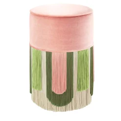 Pouf deco geometrico Couture rosa e verde