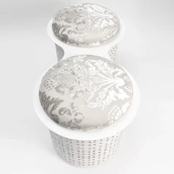 Pouf doppio in metallo bianco Currus