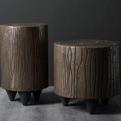 Pouf e tavolino alto in bronzo #1