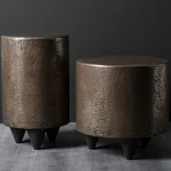 Pouf e tavolino basso in bronzo #1