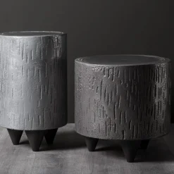 Pouf e tavolino grigio scuro