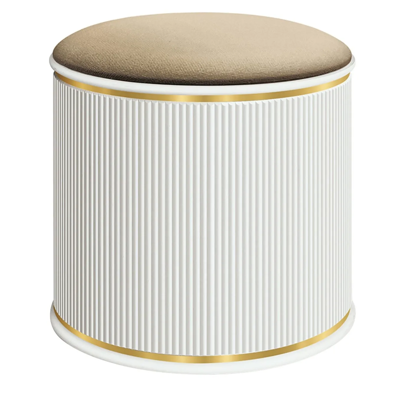 Pouf Fashion con Seduta in Velluto e Accenti in Metallo Dorato