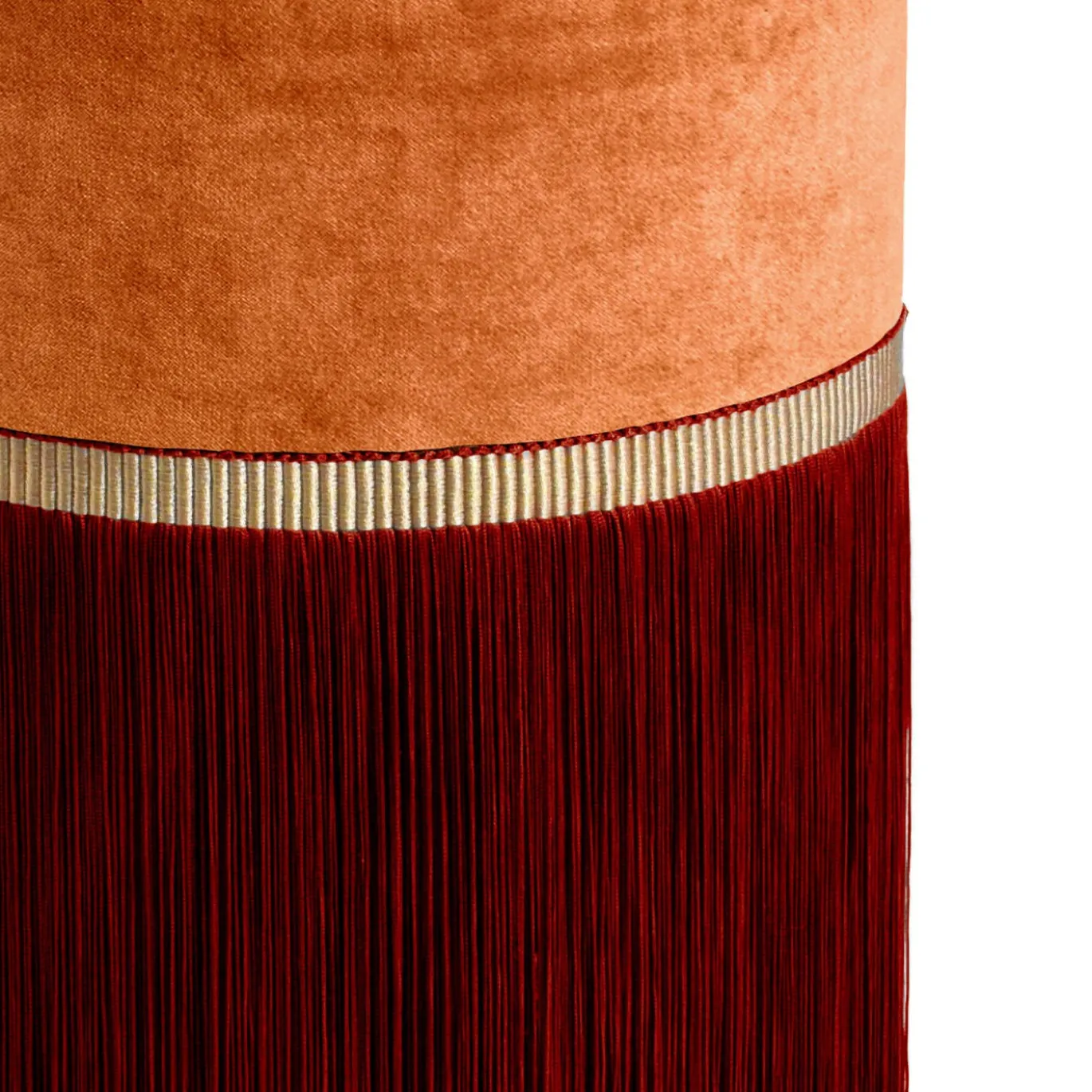 Pouf geometrico arancione e bordeaux di Decò Couture