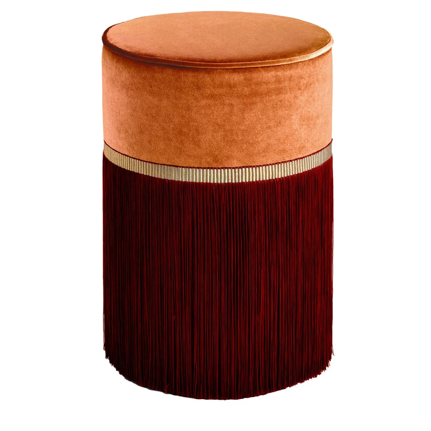 Pouf geometrico arancione e bordeaux di Decò Couture
