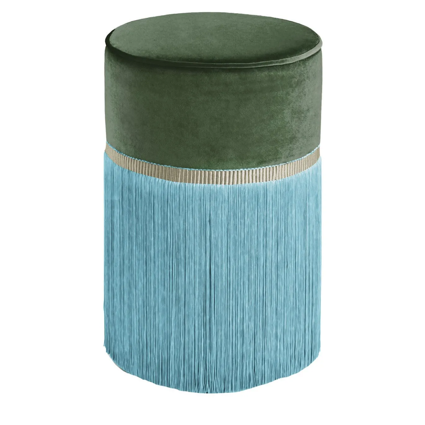 Pouf geometrico bicolore Couture verde