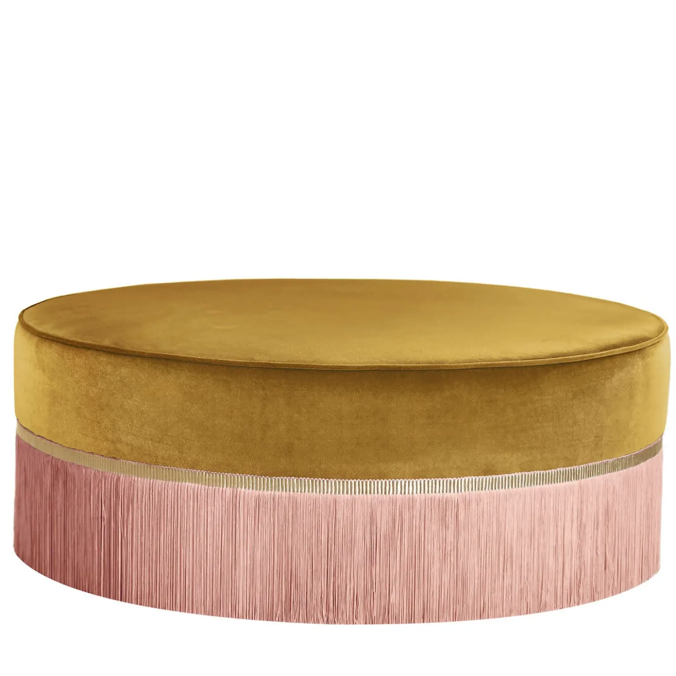 Pouf geometrico bicolore giallo e rosa Couture