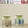 Pouf geometrico Couture Deco verde e rosa