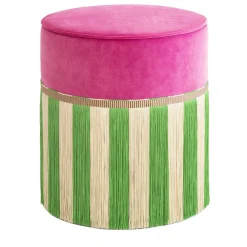 Pouf geometrico Couture Riga Medium rosa e verde