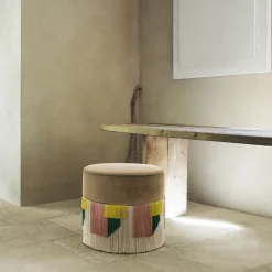 Pouf geometrico Geo Couture beige