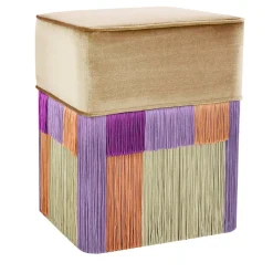 Pouf geometrico Wien Couture beige e viola