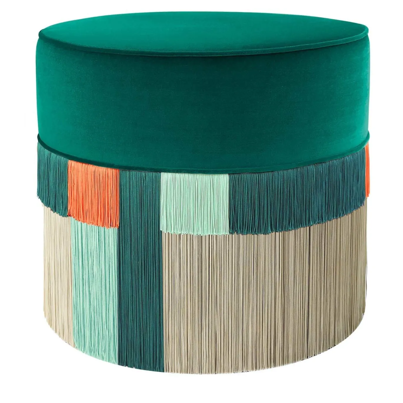 Pouf geometrico Wien Couture verde e arancione