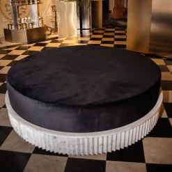 Pouf Grande Spike in Velluto Nero e Marmo di Carrara di Nick Maltese