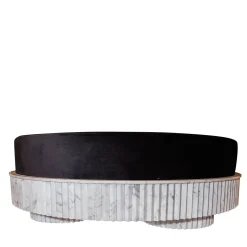 Pouf Grande Spike in Velluto Nero e Marmo di Carrara di Nick Maltese