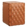 Pouf imbottito in pelle color cognac Bottega