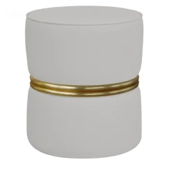 Pouf in Pelle Bianca con Anelli Dorati della Collezione Studio Privè