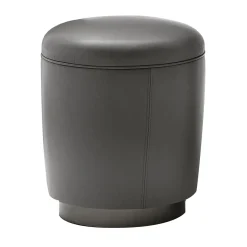 Pouf in pelle grigia
