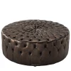 Pouf in pelle marrone Beverly