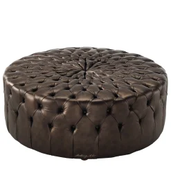 Pouf in pelle marrone Beverly