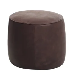 Pouf in pelle marrone Rondò