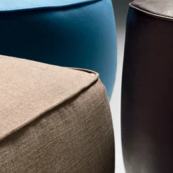 Pouf in pelle marrone Rondò