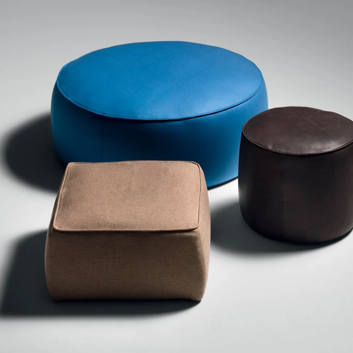 Pouf in pelle marrone Rondò