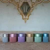 Pouf in pelle metallizzata argento brillante di Lorenza Bozzoli