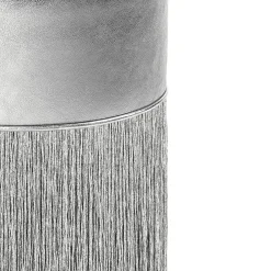 Pouf in pelle metallizzata argento brillante di Lorenza Bozzoli