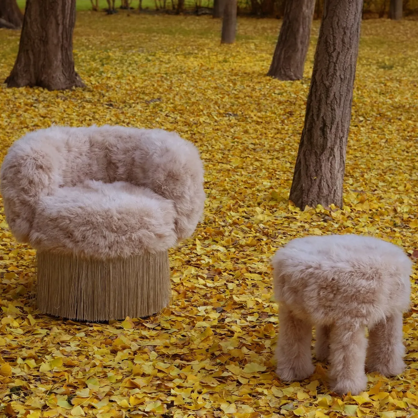 Pouf in pelliccia Cachemire di Lorenza Bozzoli