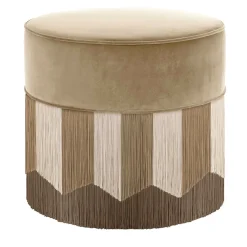 Pouf in velluto beige Plissé