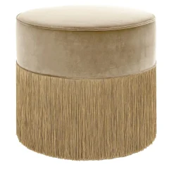 POUF IN VELLUTO BEIGE TINTA UNITA