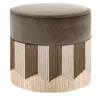 Pouf in velluto marrone e grigio Plissé