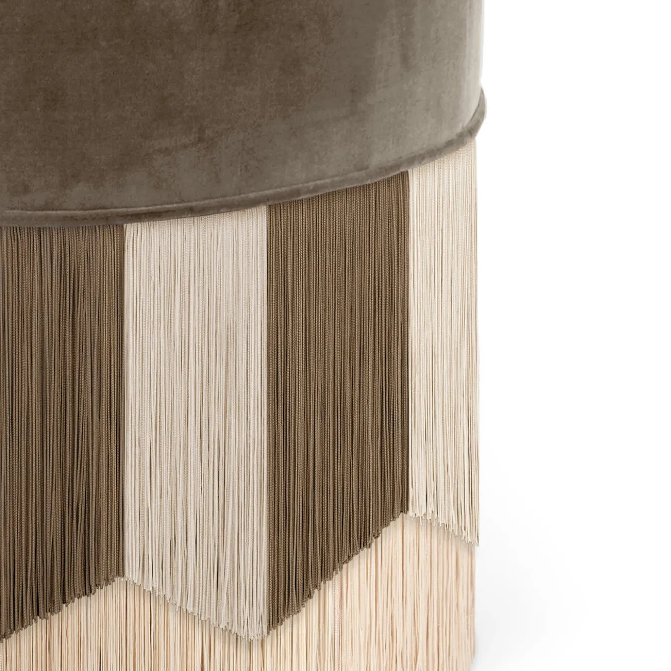 Pouf in velluto marrone e grigio Plissé