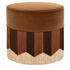 Pouf in velluto Plissé Cognac