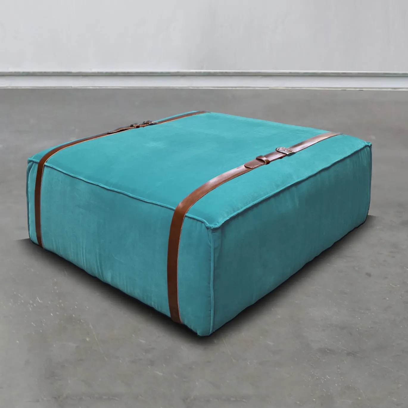 Pouf in velluto turchese Maxi Docker