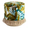 Pouf Las Palmas con foglie di palma e base in cesta
