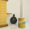 Pouf linea geometrica Couture giallo