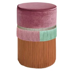 Pouf linea geometrica Couture viola e rosso