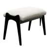 Pouf Lulù in tessuto bianco con gambe in laccato nero lucido