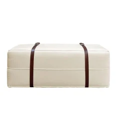 Pouf lungo Docker in velluto bianco crema