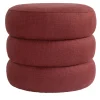 Pouf Macaron in lino rosso scuro