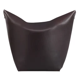 Pouf Mao in pelle marrone scuro di Viola Tonucci