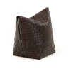 Pouf Mao Intrecciato a Mano in Pelle Marrone