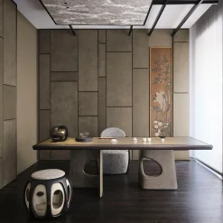 Pouf marrone e beige Yuan
