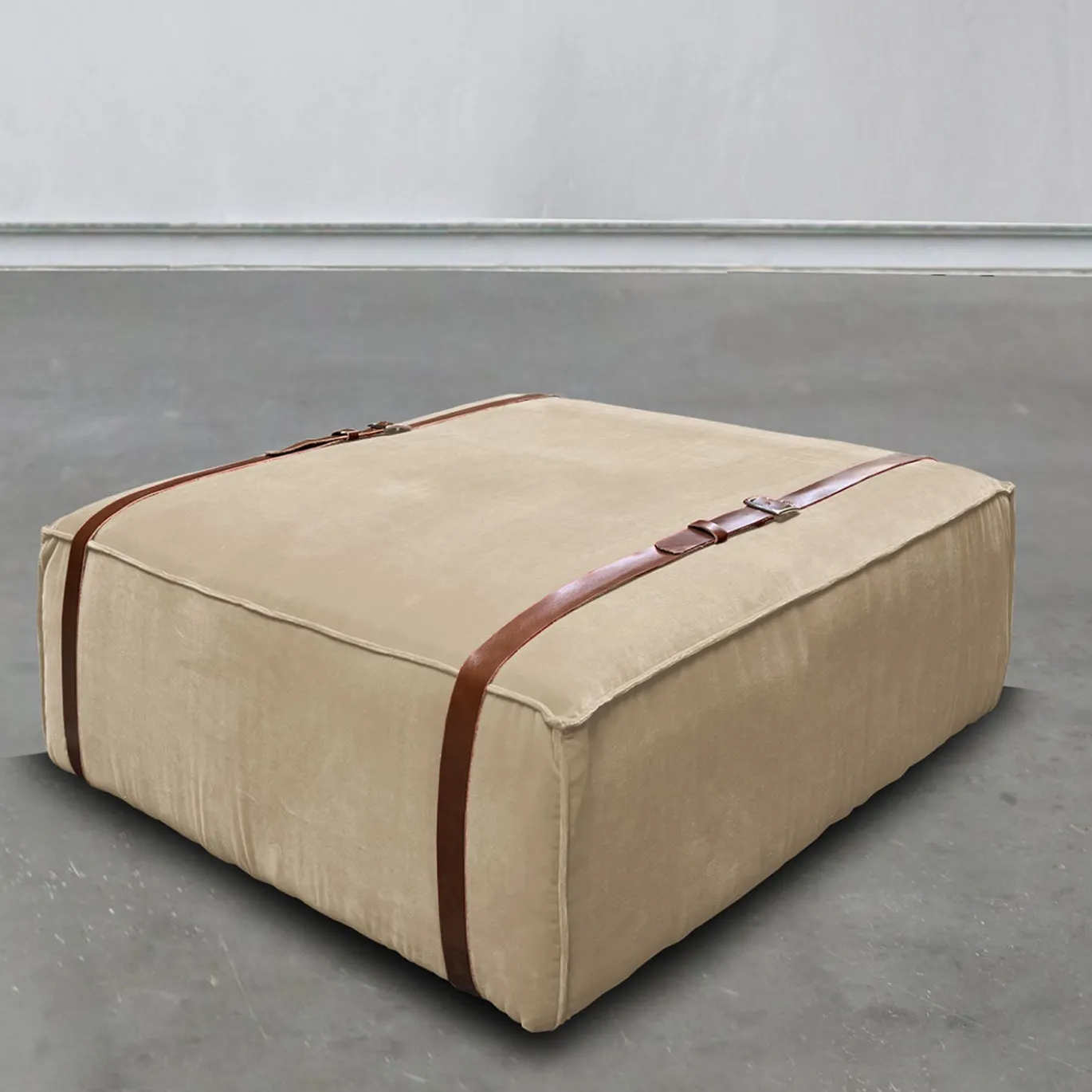 Pouf Maxi Docker in velluto beige