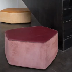 Pouf medio in pelle color vinaccia