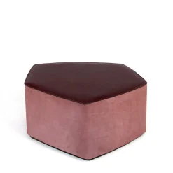 Pouf medio in pelle color vinaccia